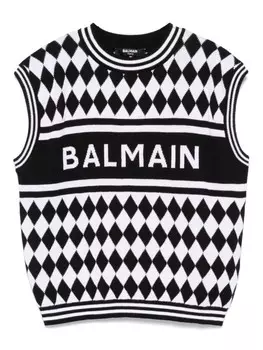 Balmain Kids трикотажный топ, черный