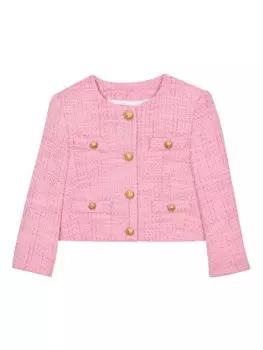 Balmain Kids твидовая куртка, розовый