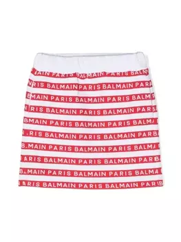 Balmain Kids юбка с логотипом, белый