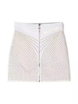 Balmain Kids юбка с заклепками, белый