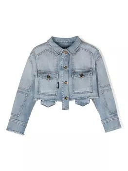 Balmain Kids укороченная джинсовая куртка, синий