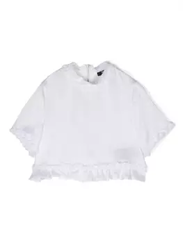 Balmain Kids укороченная футболка с логотипом, белый