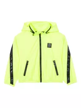 Balmain Kids ветровка с капюшоном и нашивкой-логотипом, желтый