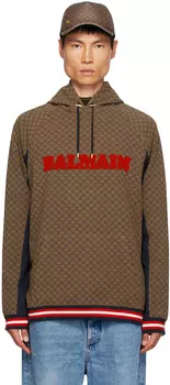 Balmain Коричневый мини-худи с монограммой