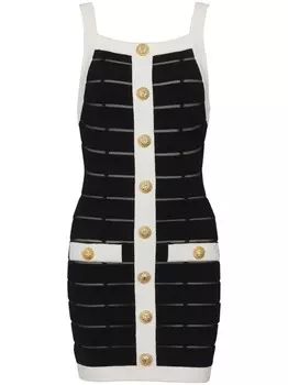 Balmain короткое платье с сетчатыми вставками, черный