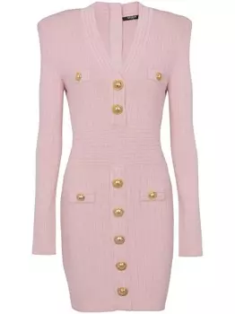 Balmain короткое трикотажное платье, розовый