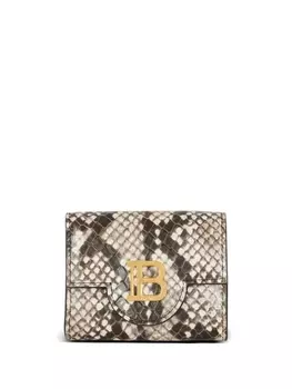 Balmain кошелек B-Buzz с тиснением под кожу змеи, коричневый