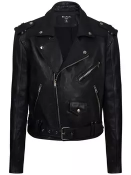 Balmain кожаная байкерская куртка, черный