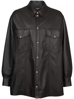 Balmain кожаная рубашка Lion, черный