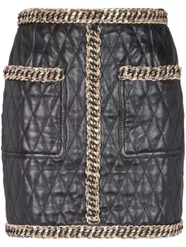 Balmain кожаная юбка мини, черный