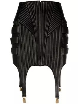 Balmain кожаная юбка мини, черный