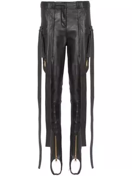 Balmain кожаные брюки карго, черный