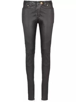 Balmain кожаные брюки скинни, черный