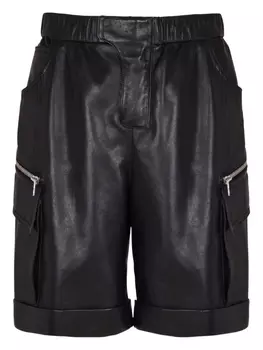 Balmain кожаные шорты карго, черный