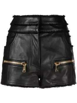 Balmain кожаные шорты средней посадки, черный