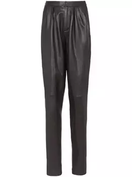 Balmain кожаные зауженные брюки, черный