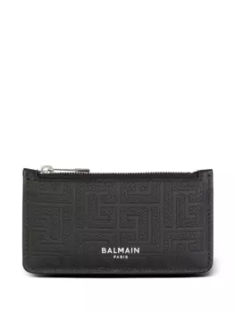 Balmain кожаный держатель карт с тиснением монограммы, черный