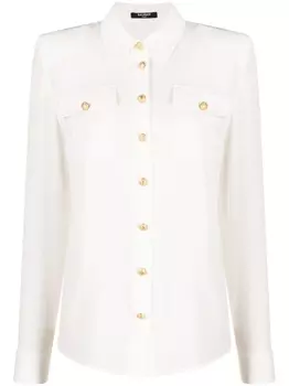 Balmain крепдешиновая рубашка из шелка, белый