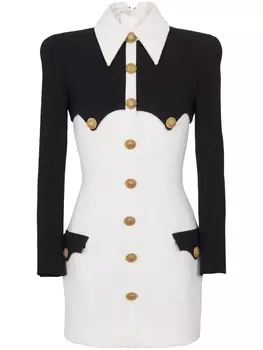 Balmain креповое платье мини на пуговицах, белый