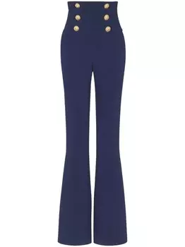 Balmain креповые брюки с декоративными пуговицами, синий