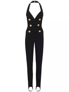Balmain креповый комбинезон с халтернеем, черный