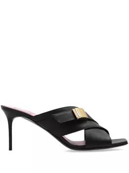 Balmain кроссовки 75 мм кожаные мюли, черный