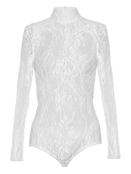 Balmain кружевное боди с длинными рукавами, белый