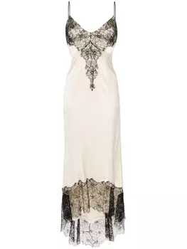 Balmain кружевное платье макси, нейтральный цвет