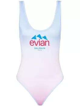 Balmain купальник с эффектом градиента из коллаборации с Evian, розовый