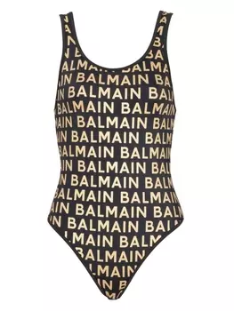 Balmain купальник с логотипом, черный