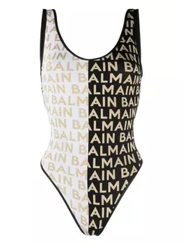 Balmain купальник с логотипом, черный