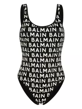 Balmain купальник с логотипом, черный
