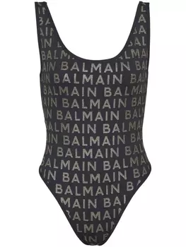 Balmain купальник с логотипом, черный