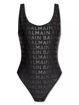 Balmain купальник с логотипом, черный