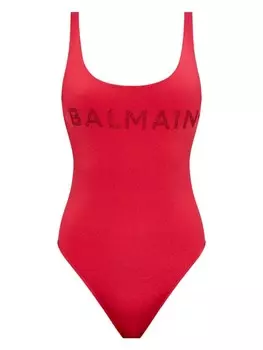 Balmain купальник с логотипом, красный