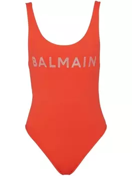 Balmain купальник с логотипом, красный