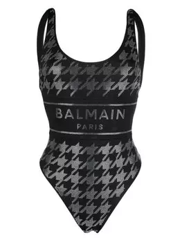 Balmain купальник со стразами, черный