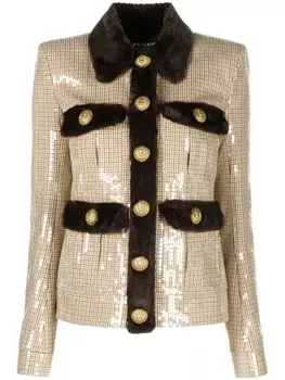 Balmain куртка с пайетками, нейтральный цвет