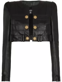 Balmain leather cropped jacket, черный
