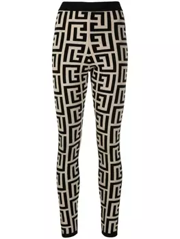 Balmain легинсы с монограммой, черный