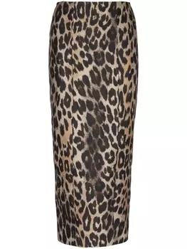 Balmain leopard-print straight skirt, коричневый
