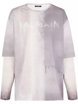 Balmain logo-print organic cotton T-shirt, серый