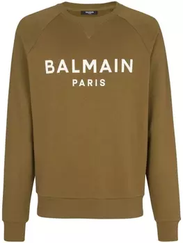 Balmain logo-print sweatshirt, коричневый
