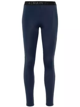 Balmain logo-trim leggings, синий