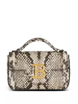 Balmain мини-сумка B-Buzz 17 с тиснением под кожу змеи, коричневый