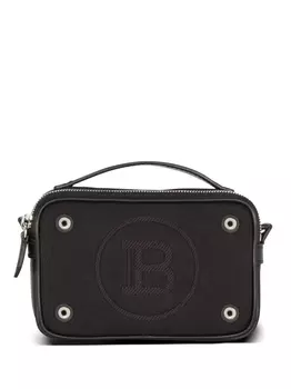 Balmain мини-сумка с тисненым логотипом, черный