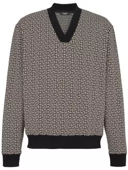 Balmain мини-толстовка с жаккардовым узором и монограммой, черный