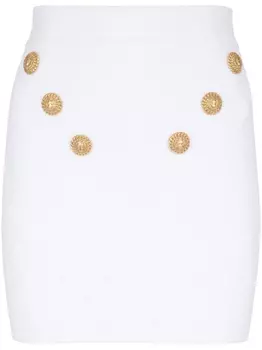 Balmain мини-юбка 6-Button тонкой вязки, белый