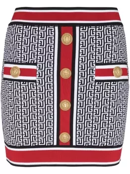 Balmain мини-юбка с монограммой, синий