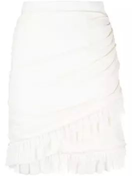 Balmain мини-юбка с оборками, белый
